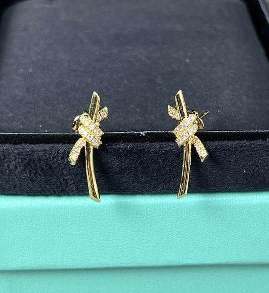 Tiffany & Co. Elegant Diamond Knot Hoop Earrings