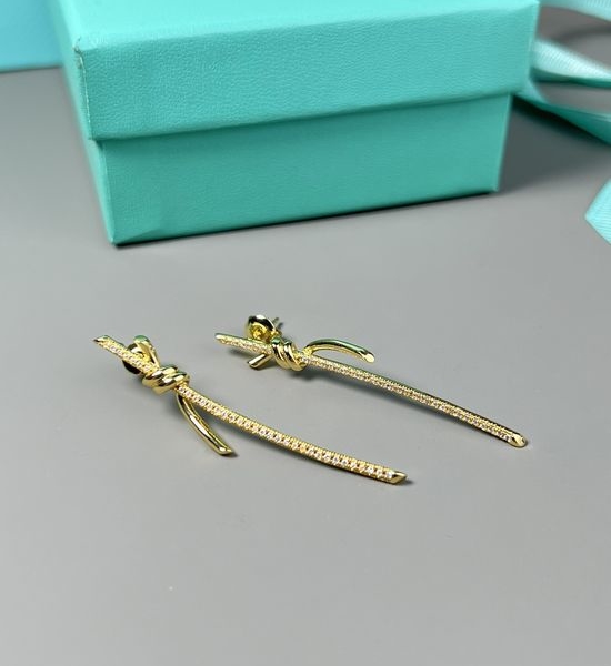 Tiffany & Co. Gold Diamond Knot Dangle Earrings