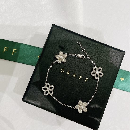 Graff Flower Design Sterling Silver Bracelet