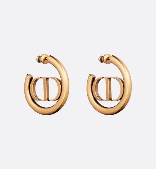 Christian Dior CD Letter Engraved High Polished Stud Earrings