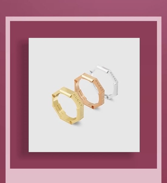 Gucci Striped Engraved Stackable Fashion Ring