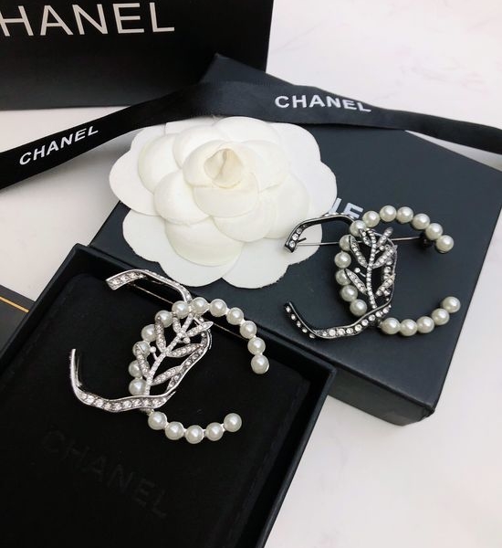 Chanel Two Tone Logo Style Brooch