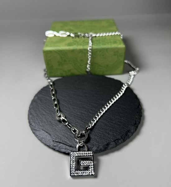 Gucci Diamond Inlaid Letter Pendant Necklace