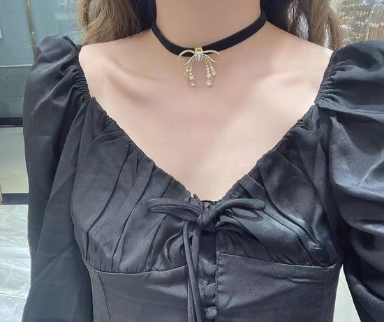 Miu Miu Delicate Velvet Butterfly Choker Necklace