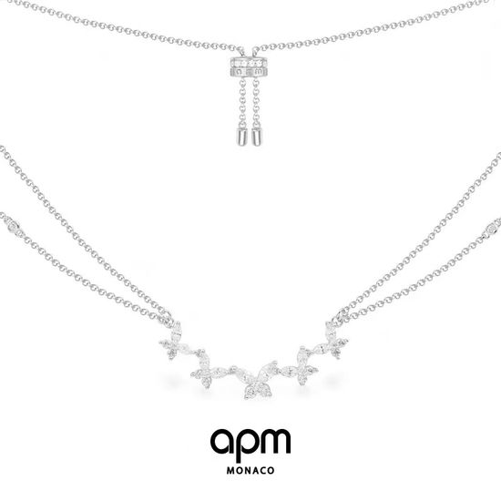 Apm monaco Butterfly Double Layer Zircon Necklace