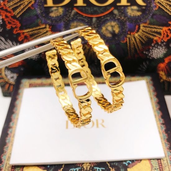 Christian Dior CD Circular Moon Design Drop Earrings