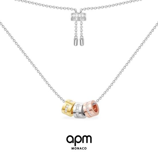 Apm monaco Morse Code Three Color Pendant Necklace