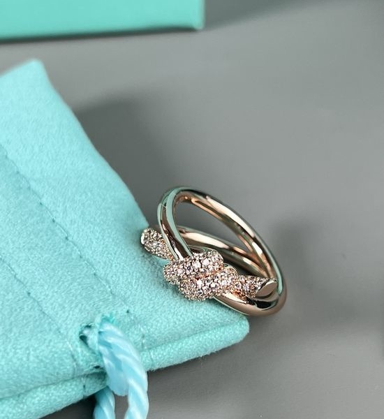 Tiffany & Co. Knot Design Ring With Rhinestone Shiny Jewelry