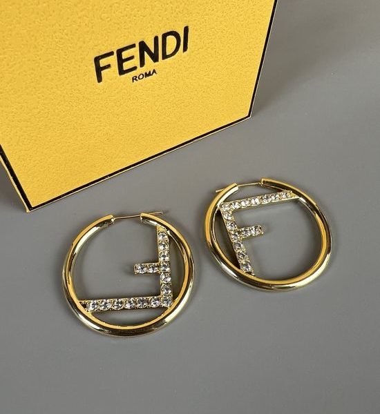 Fendi Classic Initial Letter Hoop Earrings