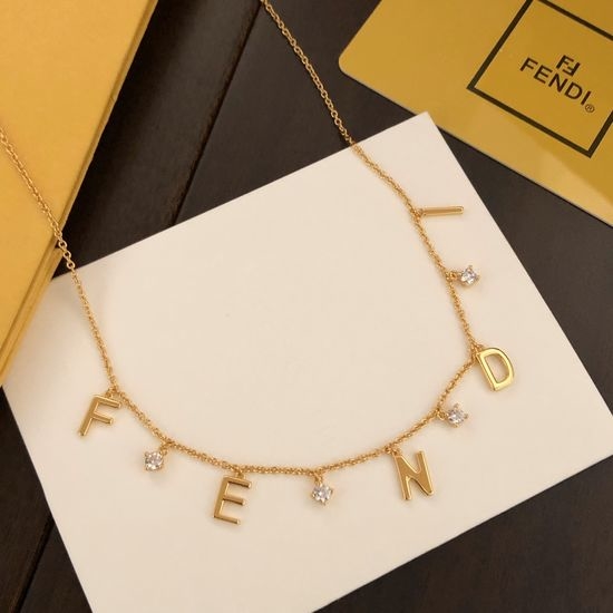Fendi Classic Letter Smooth 18K Gold Necklace