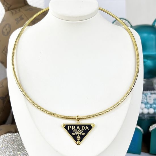 Prada Enamel Logo Gold Choker