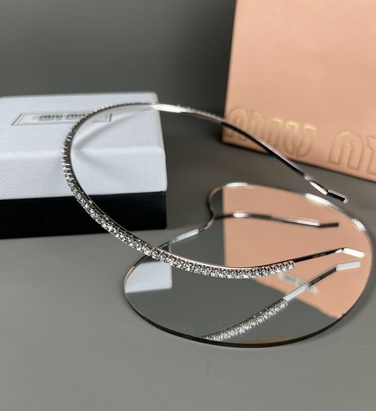 Miu Miu Crystal Rhinestone Hair Band Stylish Headwear