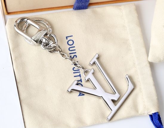 Louis Vuitton LV Textured Logo Pendant Metal Keychain