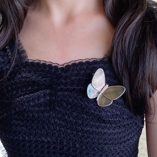 Van Cleef & Arpels VCA Elegant Grey Mother of Pearl Brooch