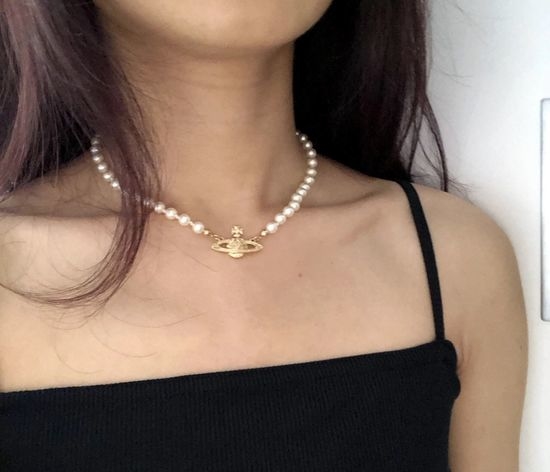 Vivienne Westhood Saturn Pearl Necklace and Bracelet Set