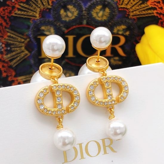 Christian Dior CD Pearl Tassel Dangle Earrings