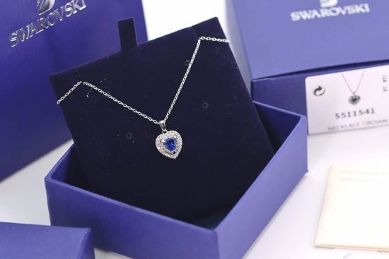 Swarovski Blue Heart Shaped Crystal Necklace