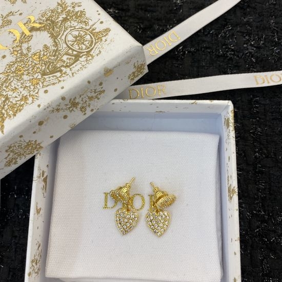 Christian Dior CD Cubic Zirconia Minimalist Stud Earrings