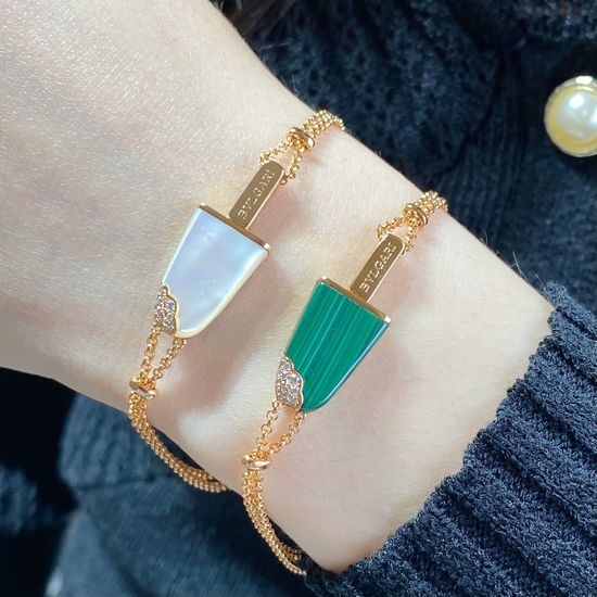 Bvlgari Malachite Mother of Pearl Gemstone Bracelet