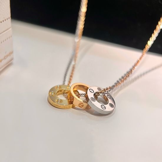 Cartier Three Ring Double Chain Necklace