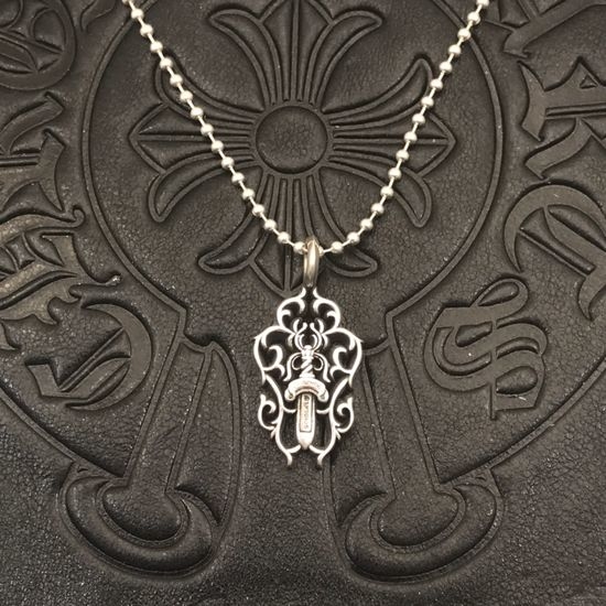 Chrome Hearts Sword Pendant Beaded Chain Necklace