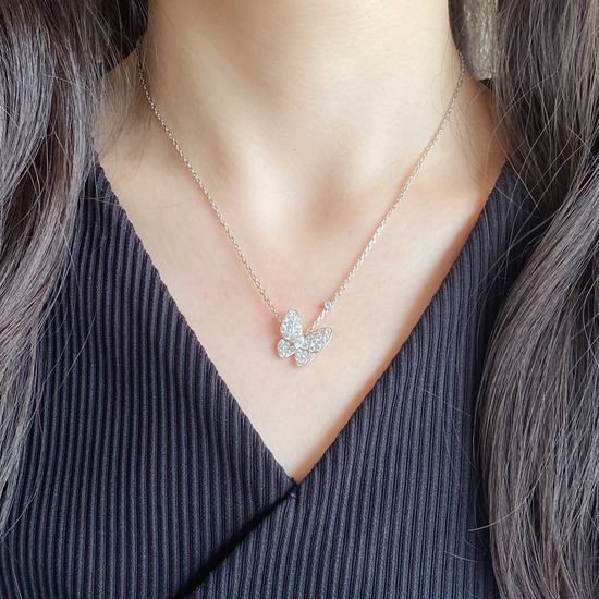 Van Cleef & Arpels VCA Full Diamond Butterfly Necklace