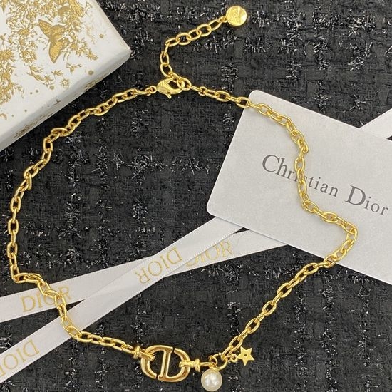 Christian Dior CD Heavy Work Elegant Pendant Necklace