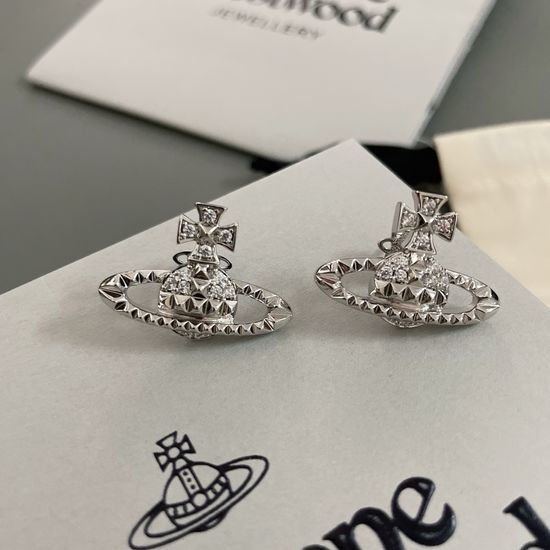 Vivienne Westhood Rhinestone Planet Shaped Stud Earrings