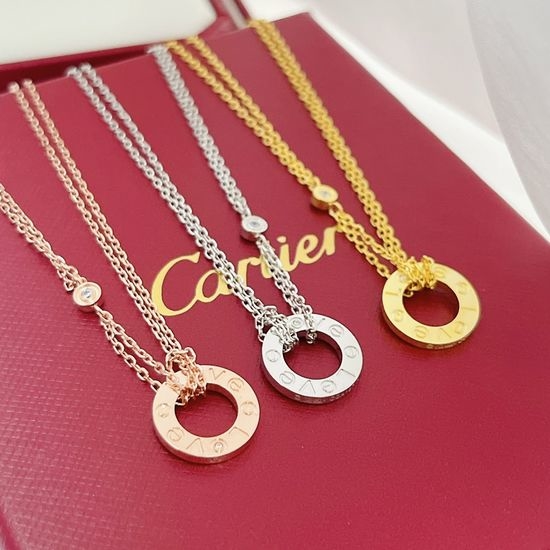 Cartier Single Zircon Double-chain Necklace High-end Craft