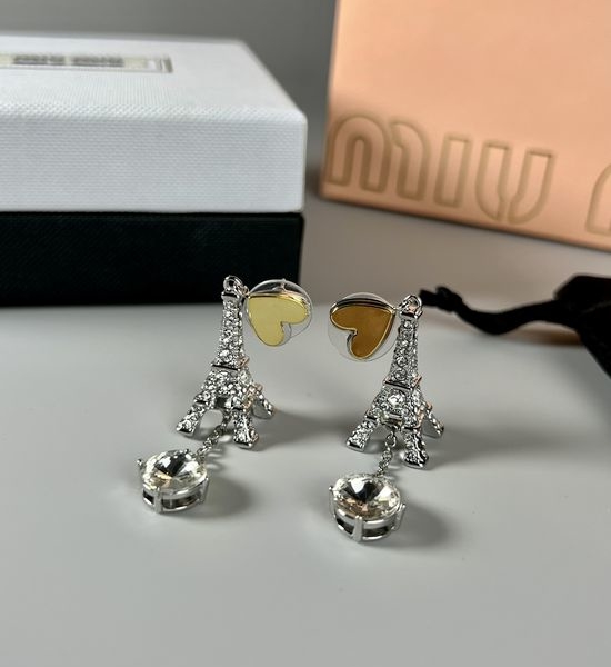 Miu Miu Eiffel Tower Heart Drop Earrings