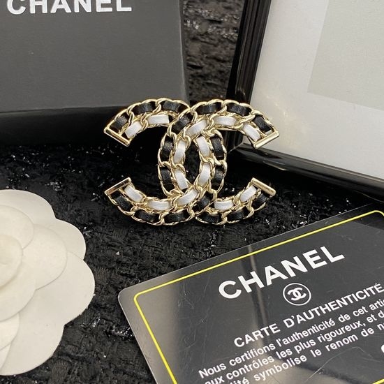 Chanel Leather Chain Brooch Elegant Accessory