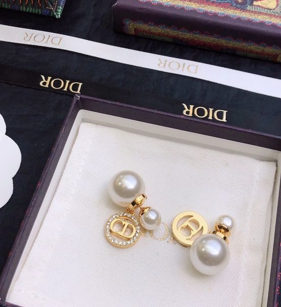 Christian Dior CD Pearl Decor Classic Stud Earrings