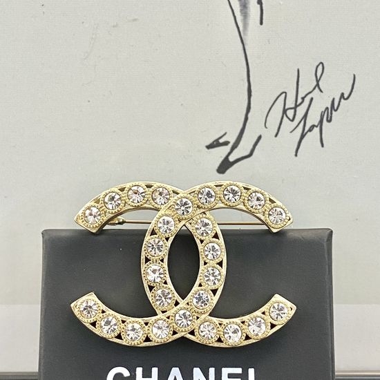 Chanel Rhinestone Classic Brooch Elegant Accessory