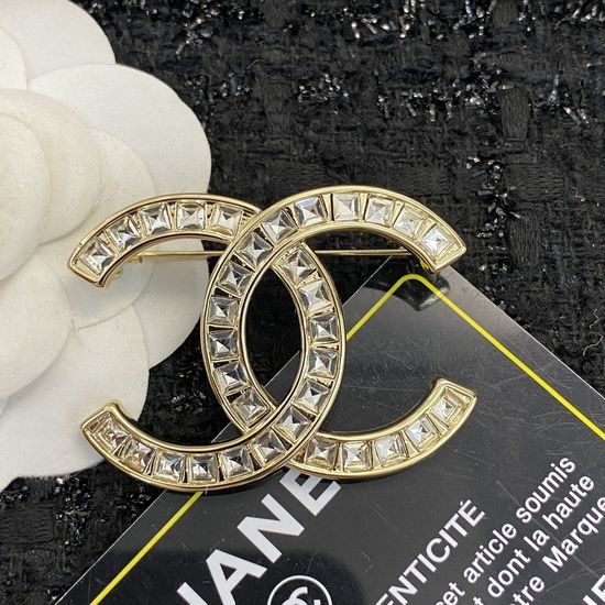 Chanel Classic Rhinestone Brooch Elegant Design