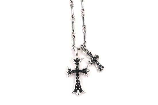 Chrome Hearts Vintage Black Diamond Cross Necklace