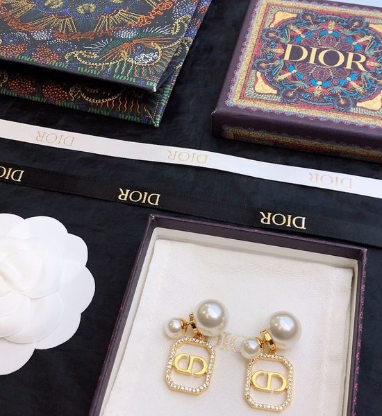 Christian Dior CD Classic Versatile Brass Stud Earrings