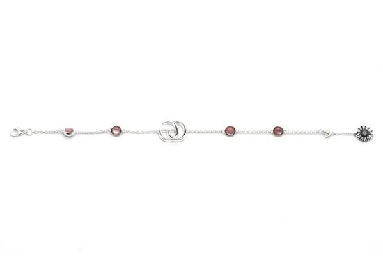 Gucci Sterling Silver Flower Pendant Bracelet