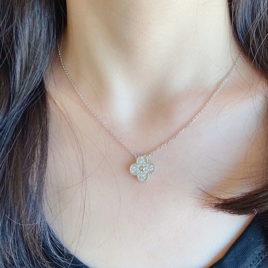 Van Cleef & Arpels VCA Pave Clover Chain Necklace