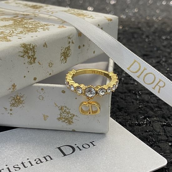 Christian Dior CD Diamond Pendant Statement Ring