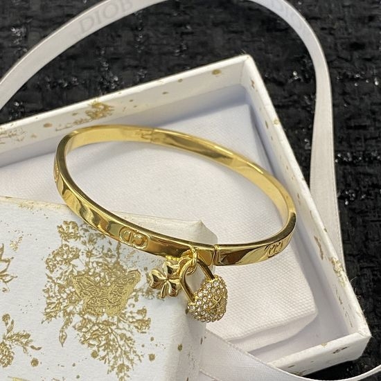 Christian Dior CD Delicate Carved Zircon Bangle Bracelet
