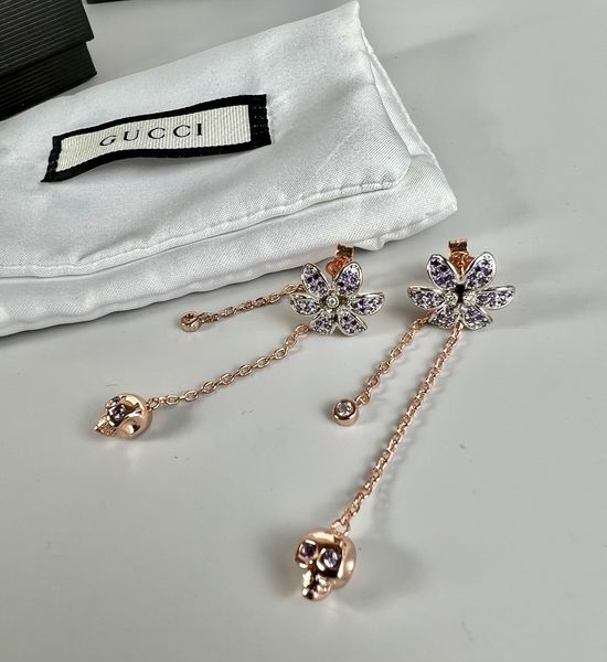 Gucci Floral Skull Pattern Stud Earrings