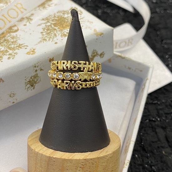Christian Dior CD Delicate Minimalist Logo Design Ring
