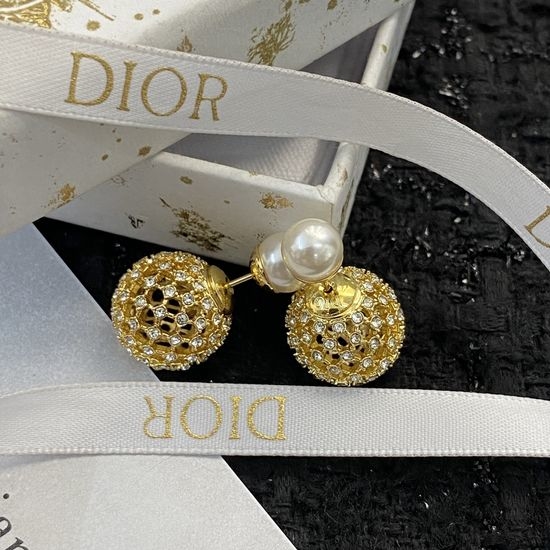 Christian Dior CD Crystal Pearl Classic Stud Earrings