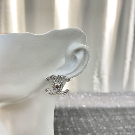 Chanel Diamond Double C Stud Earrings