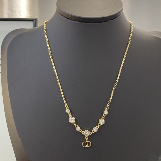 Christian Dior CD Crystal Embellished Pendant Necklace