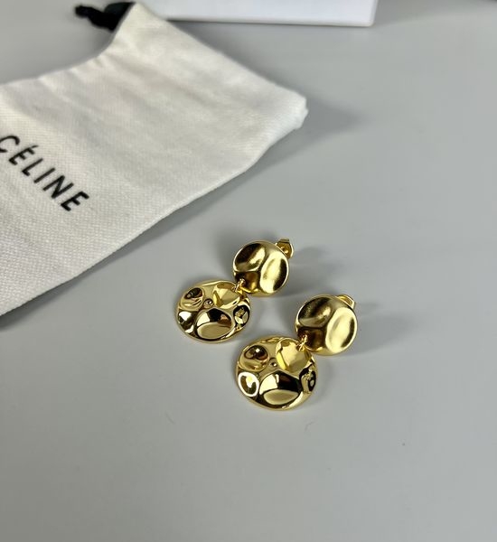 Celine Textured Round Metal Stud Earrings
