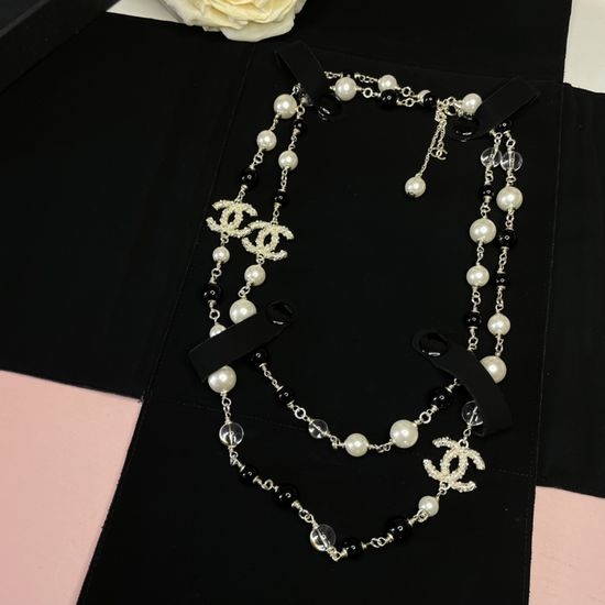 Chanel Classic Beaded Double C Long Necklace