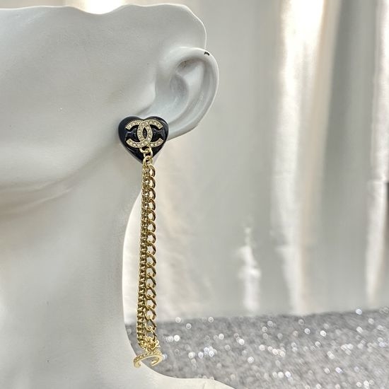 Chanel Heart Chain Ear Cuff Rhinestone Detail