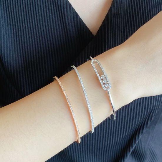 De Beers Thin Diamond Bracelet Sterling Silver Jewelry