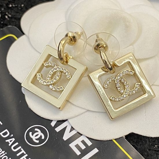 Chanel Chanel Hollow Square Double C Earrings
